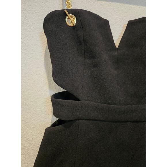 Rebecca Vallance Women's Black Cocktail Dress 2 Gold Chain Straps Sleeveless - Picture 2 of 12